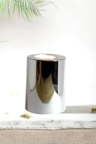 3 Lü Silver Krom Parlak Yüzey Mumluk Dekoratif Tealight Set Mum