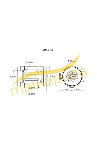 Bvn Bahçıvan Bmfx 125 Yuvarlak 12 Cm 248 M³/H Kanal Fanı