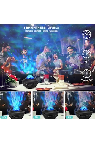 Beemen Projektör Gece Lambası Disko Topu Galaksi Bluetooth Hoparlör