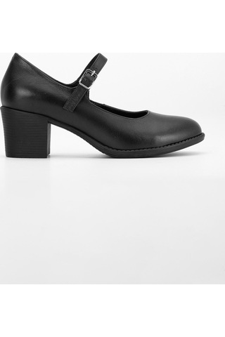 Analin Shoes Kadın Hakiki Deri Bantlı Topuklu Ayakkabı Siyah