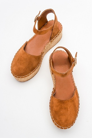 Luvishoes Viba Taba Süet Hakiki Deri Kadın Sandalet Taba