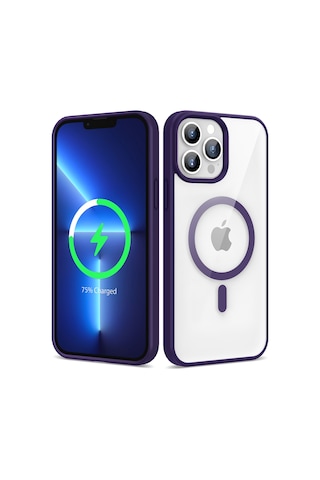 Apple Uyumlu iPhone 13 Pro Max Kılıf Kenarlar İnce Arka Kısım Magsafe Kamera Yükseltili Silikon Celikaksesuar Mavi