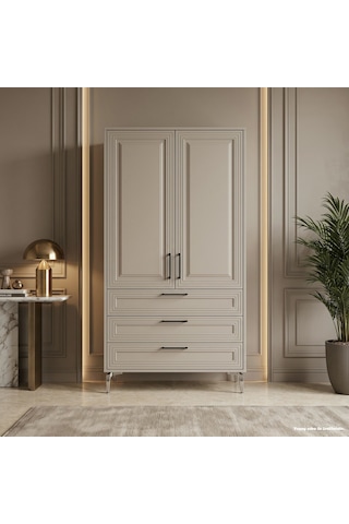 Sanremo Çok Amaçlı Dolap 60 Cm 2 Kapak 3 Çekmece Soft Cappuccino - Çok Amaçlı Banyo Dolabı Bej