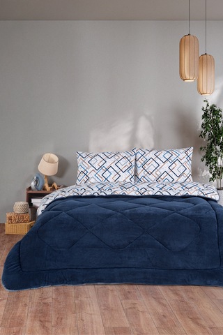 Comfort Set Yeni Nesil Wellsoft Yorganlı 3 Parça Çift Kişilik Plein Lacivert Lacivert