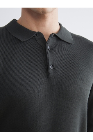 Lcwaıkıkı Classic Yeşil Polo Yaka Uzun Kollu Erkek Triko Kazak