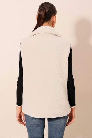 Gabria Fermuarlı Peluş Yelek Ekru