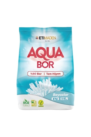 Eti Maden Aquabor % 80 Bor Beyazlar + Renkliler için Toz Çamaşır Deterjanı 2 x 6 KG