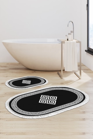 Eko Trend Djt 2 Li Yıkanabilir Kaymaz Taban Oval Banyo Paspas Klozet Takımı 656m Modern Gold 60 X 100 - 50 X 60 Siyah