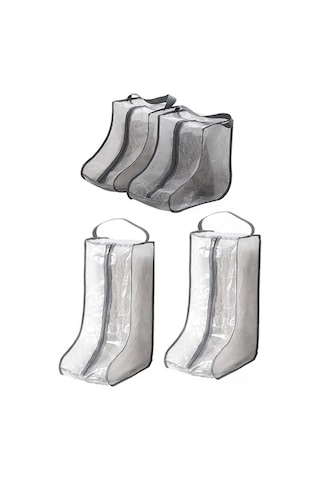 Xiaaokeji Kadın Uzun Ve Kısa Bot Saklama Çantaları, 2 Büyük+2 Küçük Seyahat İçin Gri