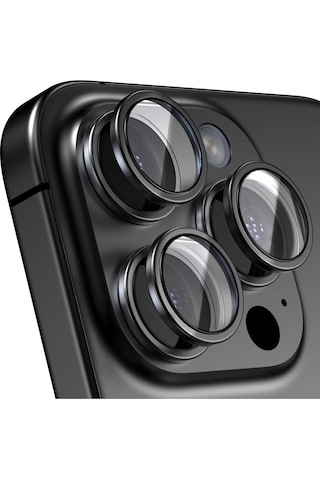 Apple Uyumlu iPhone 16 Pro Metal Çerçeveli Kamera Lens Koruyucu