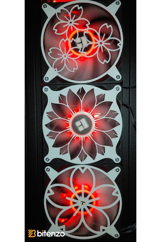 Çiçek Temalı 3 Lü 120x120 Mm Oyun Pc Aksesuarı, Masaüstü Bilgisayar Fan Kapağı Fan Kapağı Seti Beyaz