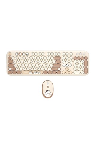 Mofıı Silly Cat Kablosuz Klavye Mouse Seti 2.4g Sevimli Kedi Tasarımlı 104 Tuş Set Optik