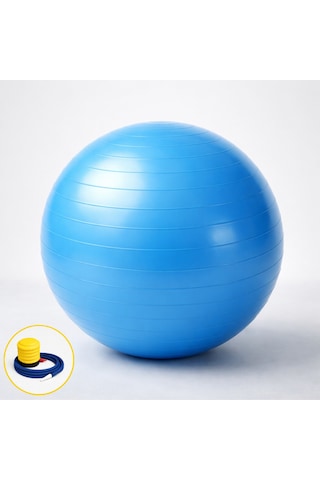 Evapera Yeni Nesil Pilates Topu + Pompa Profesyonel Dayanıklı Fitness Yoga Denge Egzersiz Plates Topu 75 Cm Mavi