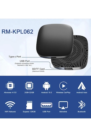 Vtn-a01 Wireless Carplay Android Araba 4 Çekirdekli Akıcı 1080p Wifi 2.4/5g 2gb/32gb Diğer