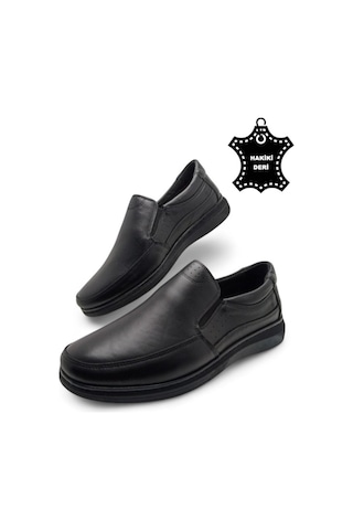 Erkek Mevsimlik Hakiki Deri Ultra Rahat Klasik Günlük Baba Ayakkabısı Siyah