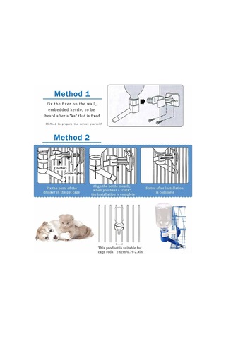 Geekyou Kedi Köpek Kafes Su Fıçısi - Damlacık Yok, Yükseklik Ayarlanabilir, Mavi 500ml