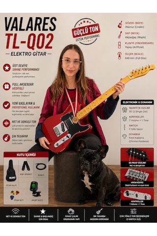 Valares Tl-q02 Elektro Gitar Kırmızı Ve Seti