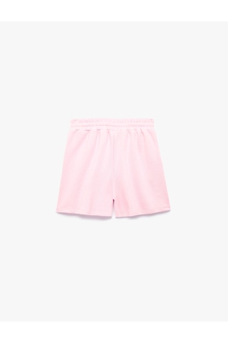 Koton Slim Fit Beli Bağcıklı Cepli Simli Mini Şort Pembe 6sal40139ık Gül