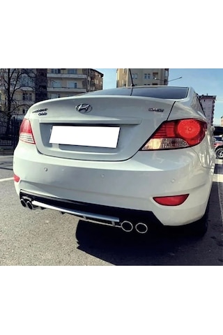 Hyundai Accent Blue Uyumlu Gri Difüzör Çiftli Yuvarlak Egzoz Görünümlü D Tip Difizör