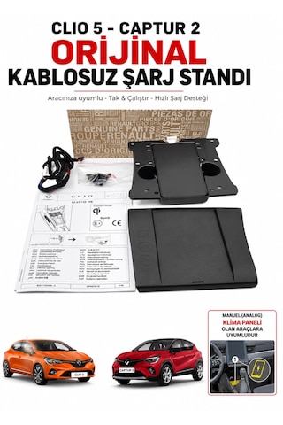 Renault Clio 5 - Captur 2 Kablosuz Şarj Kiti Manuel Klimalı Araçlara Uygundur 8201720498 Araç Kablosuz Şarj