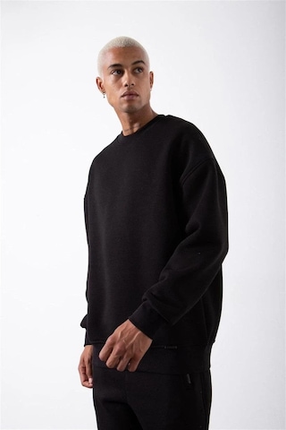Luz&pos Erkek Biskilet Yaka Üç İplik Sweatshirt - Siyah Siyah