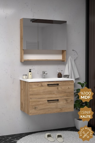 Teta Home Batum 65 Cm Mdf Banyo Dolabı Seti Atlantik Çam Atlantik Çam