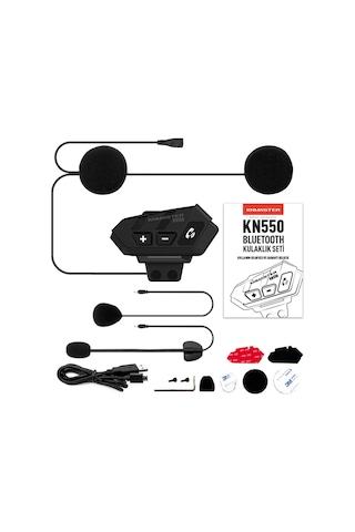 Knmaster Kn550 Motosiklet Bluetooth Kulaklık Mikrofon Seti Siyah