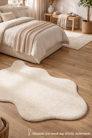 Puffy Yumuşak Peluş Post Halı Kaymaz,yıkanabilir,antre,hol,giyinme Odası, Makyaj Masası Halısı Krem