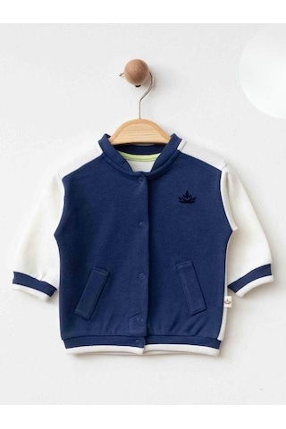Erkek Bebek Organik Pamuklu İnce Mevsimlik Bomber Ceket-16172 Lacivert