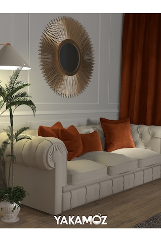 Br Yakamoz Kiremit Renk Kırlent , Yastık Kılıfı Kadife Görünümlü Velvet Touch Serisi Kiremit