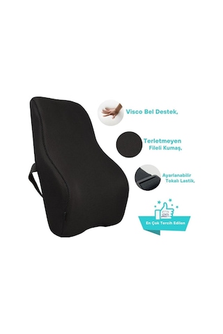 Hafızalı Köpük Sırt Yastığı -ofis Ve Araba Koltuğu İçin Ergonomik Arka Elastik Yastık