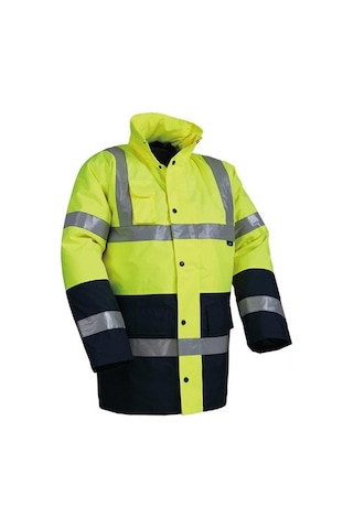 Reflektörlü 300d Oxford Çift Renk Parka Yağmurluk Sarı Sarı
