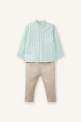Defacto Erkek Bebek Poplin 2li Takım Çizgili Gömlek Pantolon G7103a526spgn391 Yeşil-gn391