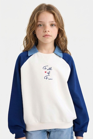 Defacto Polo Yaka Baskılı Lacivert Kız Çocuk Sweatshirt G6826a8/nv42 Lacivert