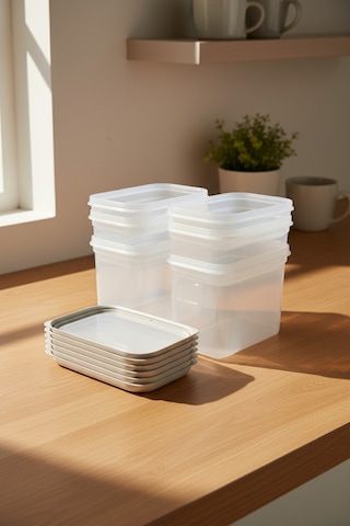 Bernardo Hide Plus 6'lı Saklama Kabı Beyaz 2x 1,9lt - 2x 1 Lt - 2x 0,70 Lt Beyaz - Şeffaf
