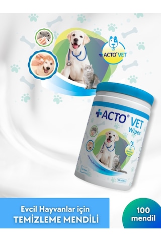 Acto Vet Wipes Evcil Hayvanlar İçin Temizleme Mendili 100'lü