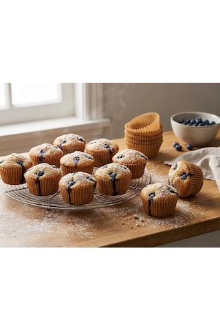Lexroo 100 Adet Kraft Kek Kapsülü Cupcake Muffin Kalıbı Yanmaz Yapışmaz Yağlı Kağıttan Tek Çok Renkli