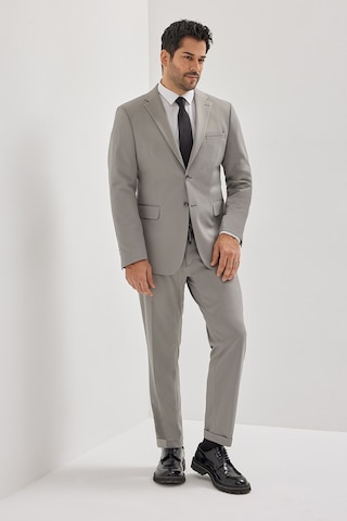 AC&Co / Altınyıldız Classics Erkek Grı Slim Fit Dar Kesim Mono Yaka Beli Bağlamalı Kapak Cepli Esnek Takım Elbise Grı