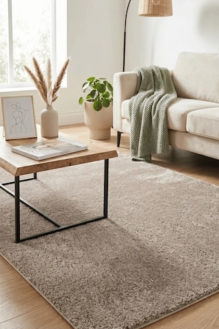 Poly Peluş Halı-vizon - Salon-mutfak-antre-oturma Odası-yumuşak-kaymaz Taban-yıkanabilir Modern