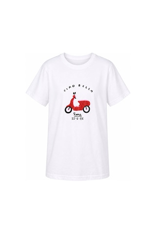 Trender Ciao Bella Kısa Kol O Yaka Ekru Kız Çocuk T-shirt 26ydt1000050