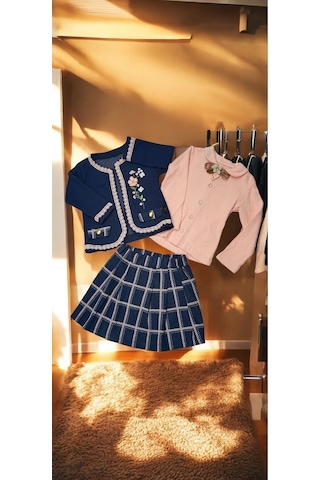 Çocuk Takım Pembe Nakış Detaylı Renkli