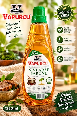 Sıvı Arap Sabunu 1250 Ml X 6 Adet Bitkisel İçerikli Genel Temizlik Sabunu 6'lı Set
