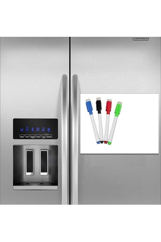 Magnetli Kalemli Buzdolabı Notluk 35x50 Cm - Manyetik Not Panosu , Yazı Tahtası , Planlayıcı + 4 Kal