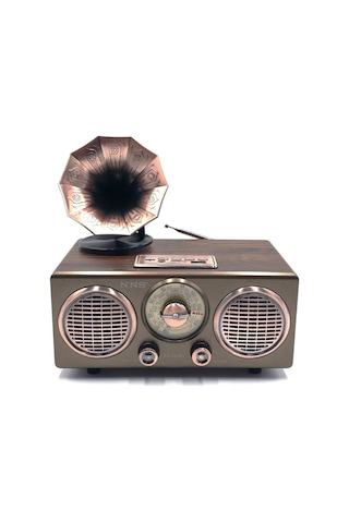 Gramofon Görünümlü Şarjlı Ahşap Bluetooth Speaker Nostaljik Hoparlör Fm Radyo