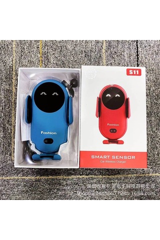 Yifomall Mavi Akıllı Kızılötesi Algılama Araç Kablosuz Şarj Cihazı - Otomatik Telefon Tutucu Tabanı Zengin Paket İçerir