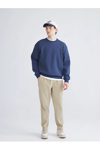 LC Waikiki Xsıde İndigo Bisiklet Yaka Erkek Sweatshirt Indigo