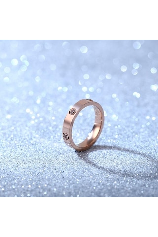 Altın Titanyum Çelik Çift Yüzük Moda Gül Altın Paslanmaz Çelik Erkekler Ve Kadınlar İçin Altı Yapay Elmas Yüzük Hediye Women 10