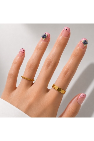 Pembe Nail Art Kısa Balerin El Yapımı Jel Tırnak Kkbl-3542 S