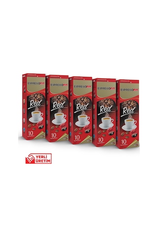 Espressomm® Tchibo Cafissimo Makineleri İle Uyumlu Red Kapsül Kahve 5 x 10'lu