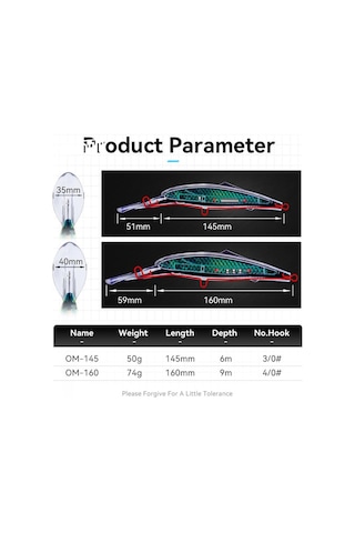 Krallık Kingpro Om145/160 Trolling Lures İçin Minnow Wobblers 74g Deniz Balıkçılığı Cazibesi İçin Büyük Yapay Yüzen Balıkçılık Jerkbait